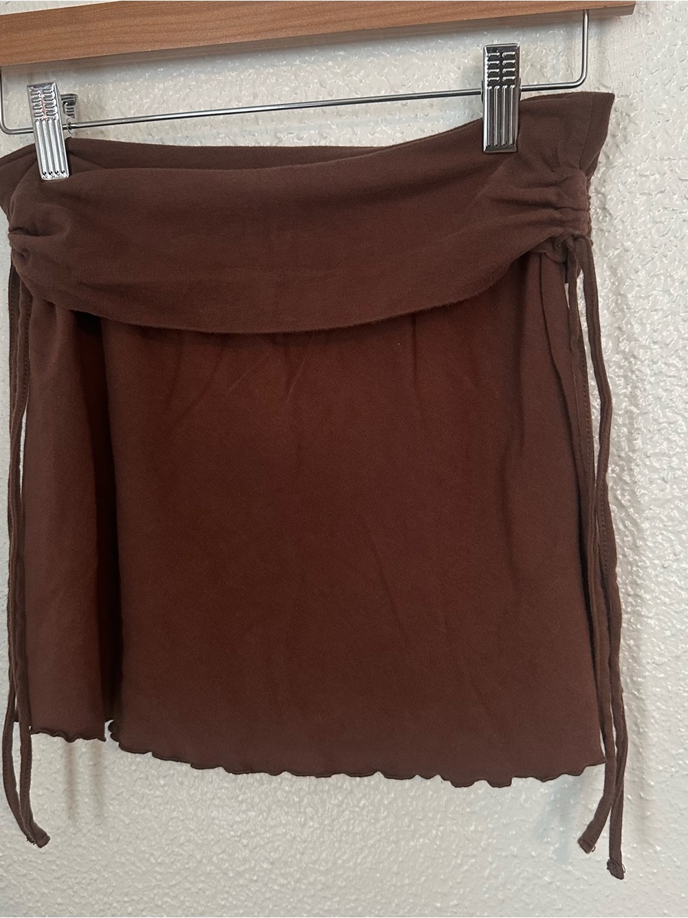Y2K lettuce hem brown mini skirt with side ties women’s small Arizona trendy S - Picture 2 of 6